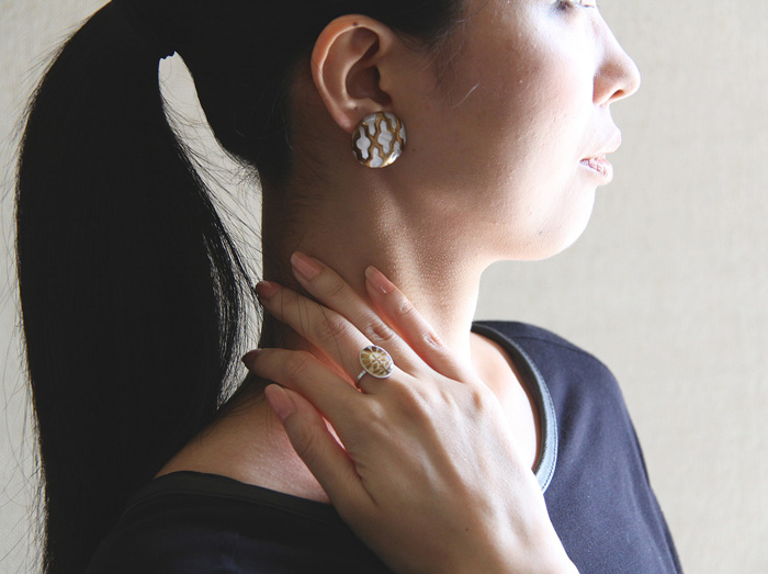 moroccan pierced earring / Rosetta ring